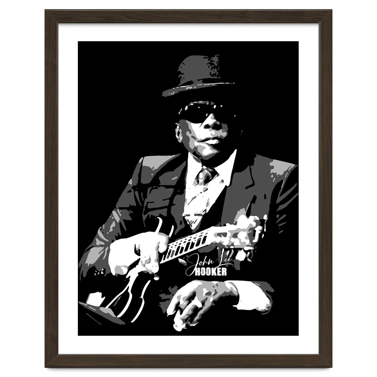 John Lee Hooker American Blues Guitarist in Grayscale