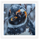 Penguin In Snow Falling Close Up Portrait thumbnail
