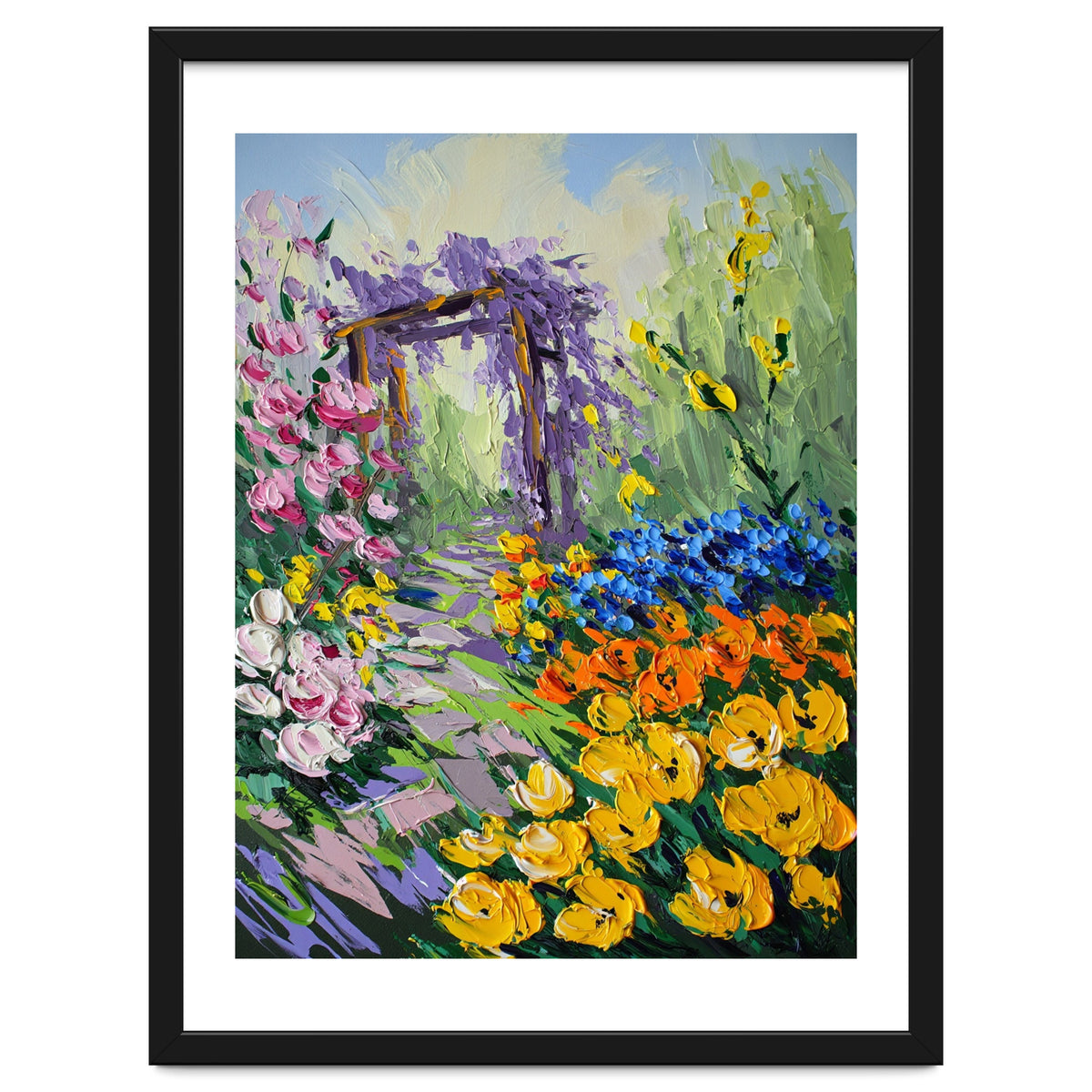 Sun-Drenched Garden Pergola Oil Painting