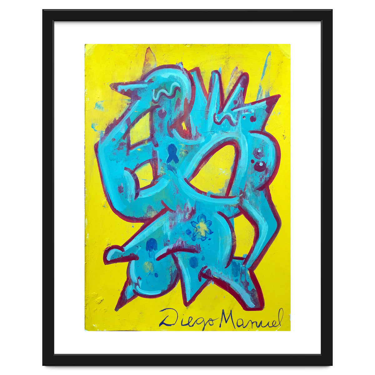 Forma Celeste Sobre Amarillo