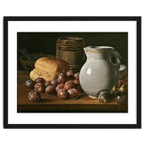 Luis Egidio Meléndez / 'Still Life with Plums, Figs, Bread and Fish', 18th century, Spanish School. thumbnail