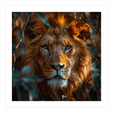Close Up Majestic Lion Face Amidst Foliage (Print Only) thumbnail