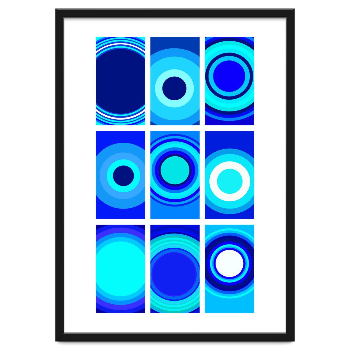 Circles & Rectangles Alt Blue 3 X 3: 1