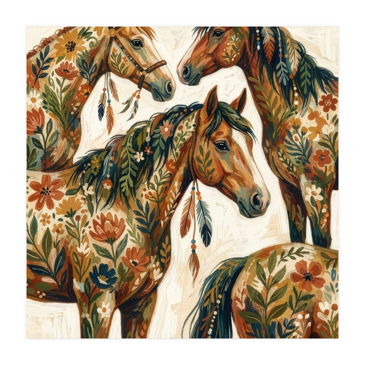 Rustic Horse Blossoms (Print Only)