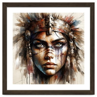 Regal Warrior Woman Watercolor Portrait