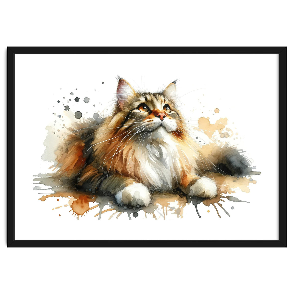 Majestic Cat With Watercolor Splashes