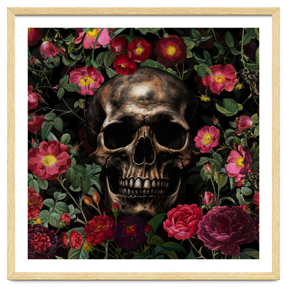 Baroque  Skull And Roses Night Garden 1