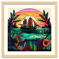 Folk Sunset Sailing Ship