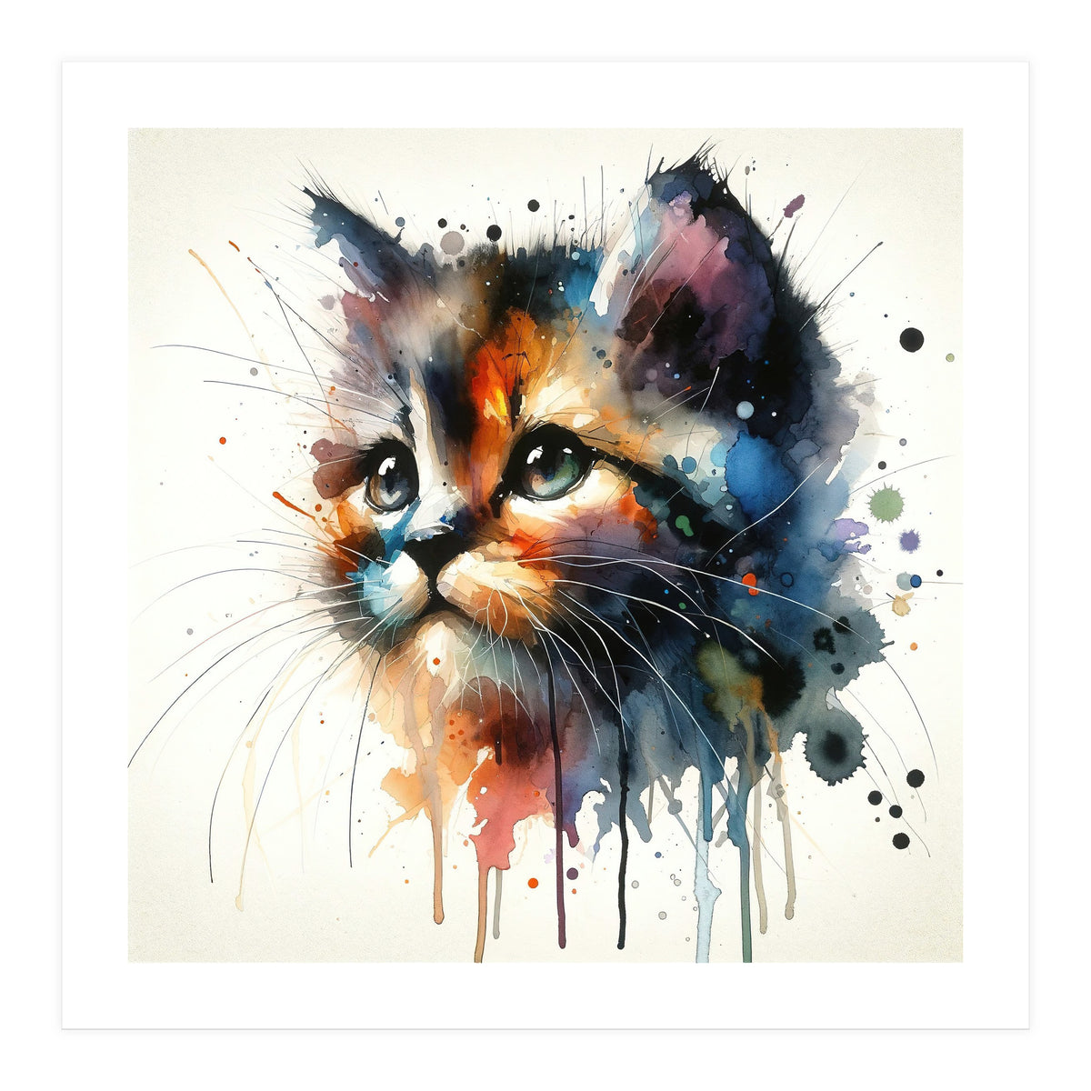 Colorful Kitten Portrait (Print Only)