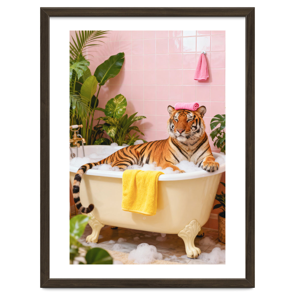 Leopard in Bathtub, Surreal Bathroom Scene