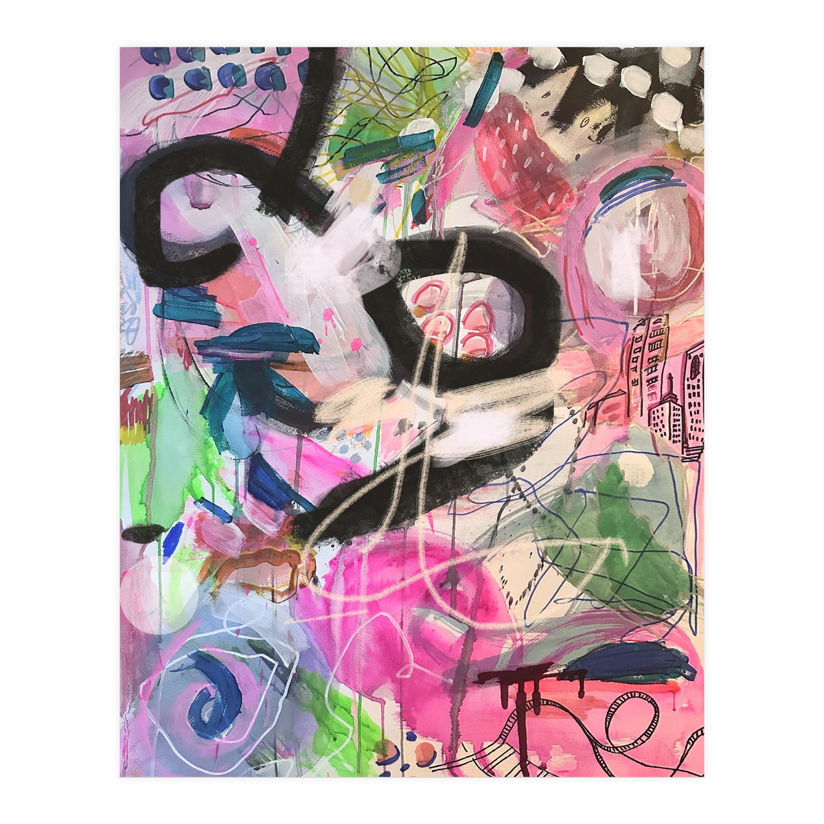 Crazy Town Multimedia Abstract Art Print Large Wall Art Poster Viddy Pop Mood Room (Print Only)