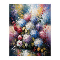 Vibrant Summer Hydrangea Bouquet Heavy Impasto Oil Painting (Print Only)