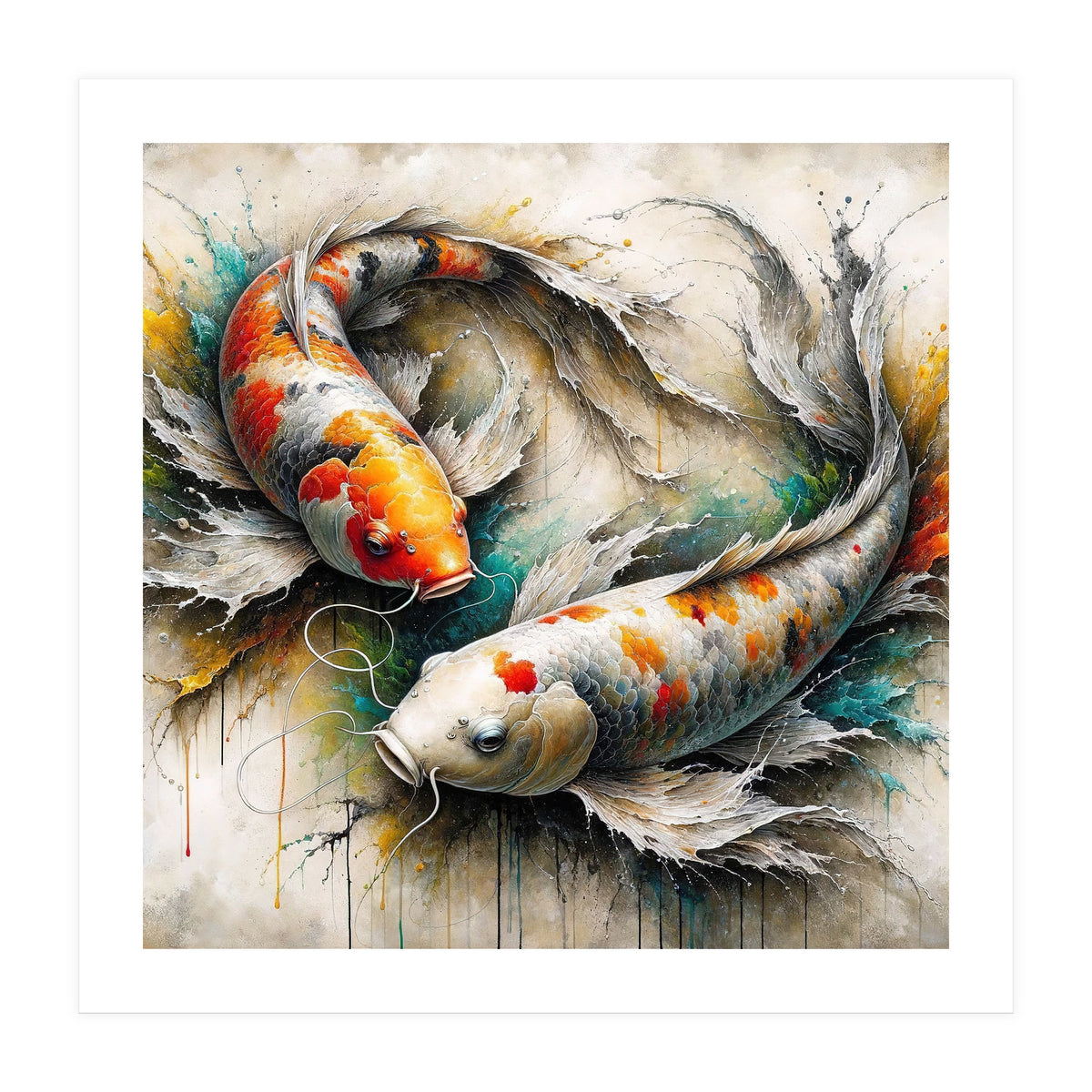 Watercolor Koi Fish Pair (Print Only)
