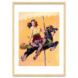 Pinup Sexy Girl Riding A Wooden Horse thumbnail