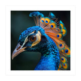 Peacock Bird Portrait Detailed Feathers Vibrant Colors (Print Only) thumbnail