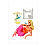 Pinup Girl With Two Birds (Print Only) thumbnail