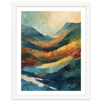 Textured Impasto Mountain Valley Landscape