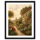 Idyllic Sunlit Cottage Garden Oil Painting thumbnail