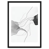 Abstract Black And White Flowing Lines And Shapes On White Background thumbnail