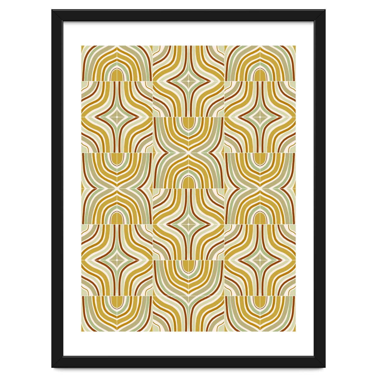 Ochre Retro Marbled Tiles