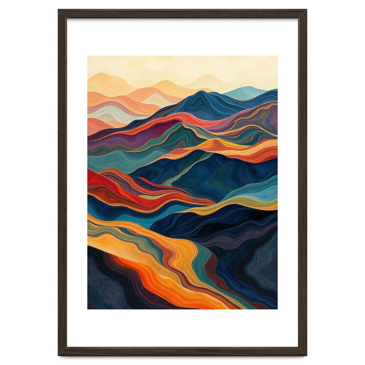 Abstract Mountain Landscape Art with Fluid Textures