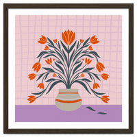 Tulips in a vase - orange and violet