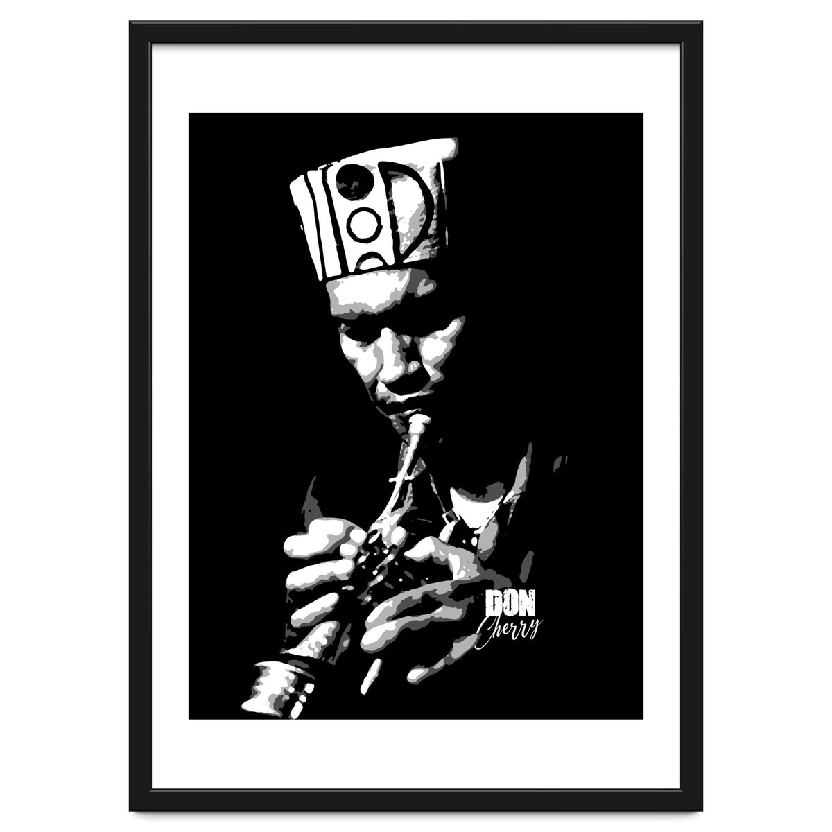 Don Cherry Trumpeter Jazz Music Legend in Grayscale