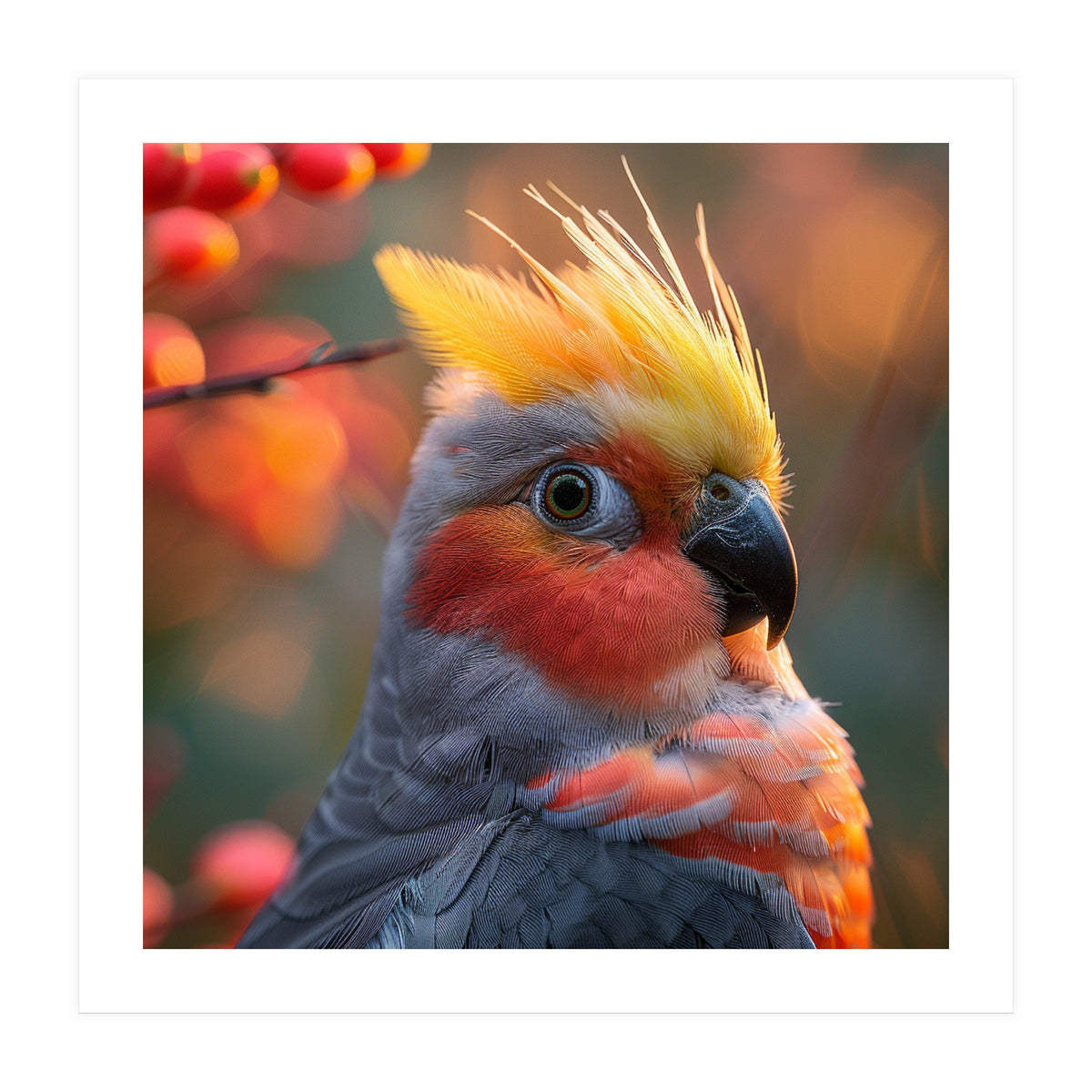 Close Up Portrait Of A Cockatiel Bird (Print Only)