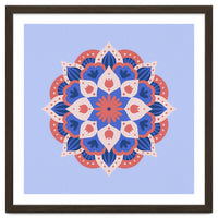 Mandala flower - blue and coral