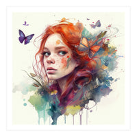 Red Hair Butterfly Glance (Print Only)