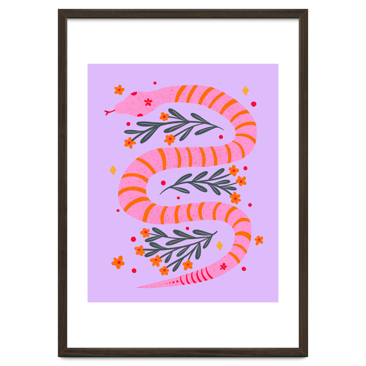 Modern snake - pink and orange