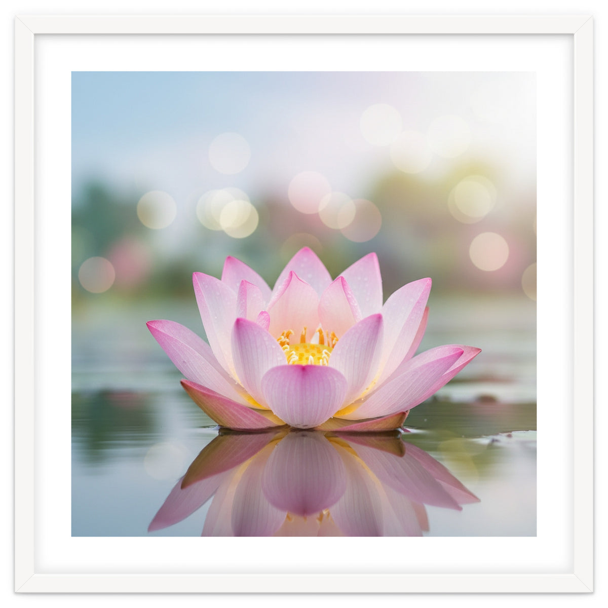 Ethereal Lotus Bloom: Serene Botanical Reflection