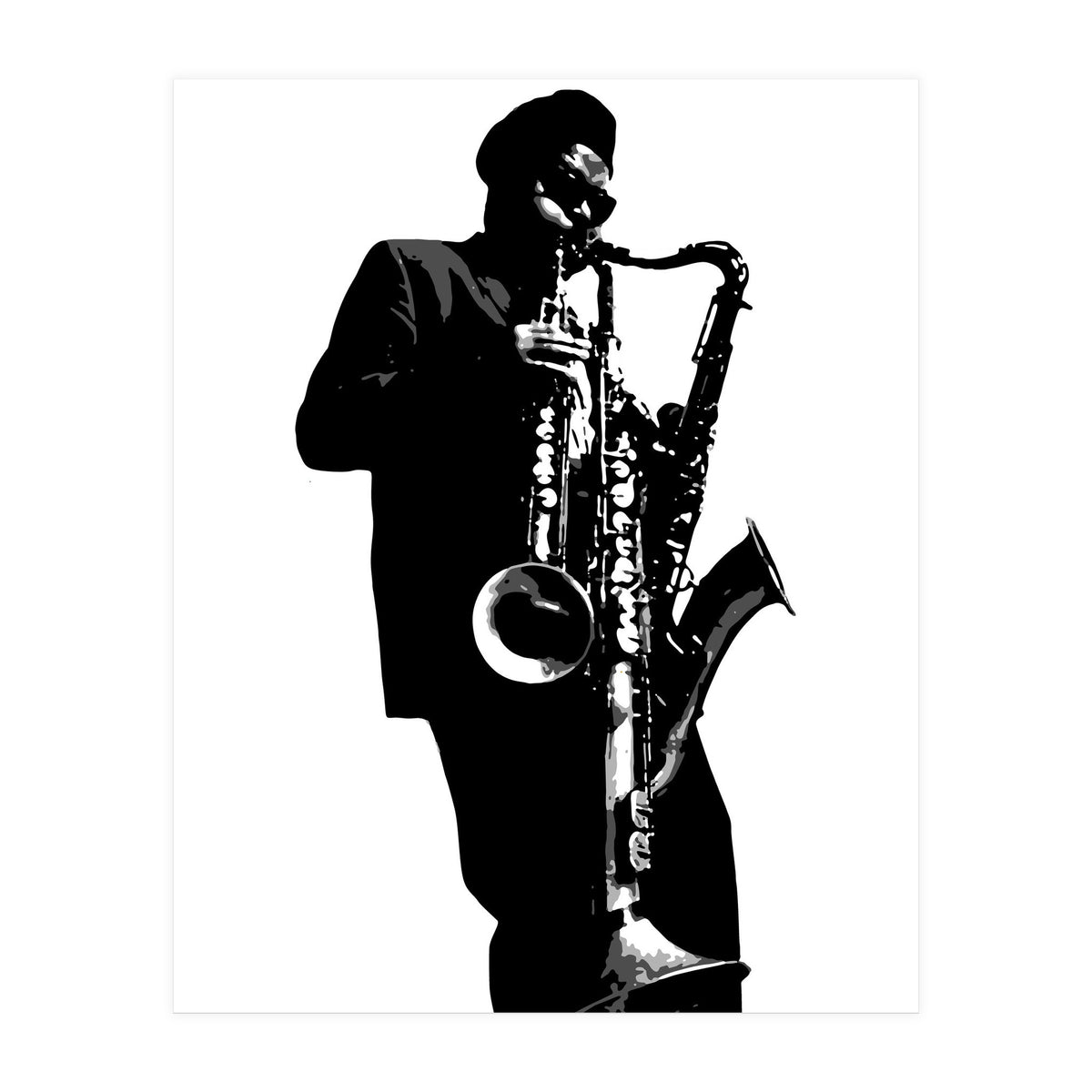 Rahsaan Roland Kirk Jazz Music Legend in Grayscale (Print Only)