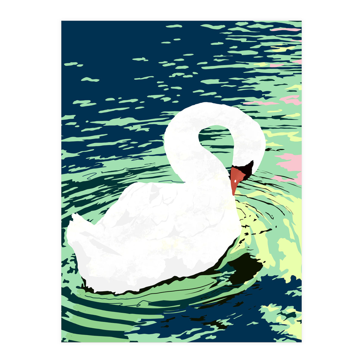 Self Reliance, Swan Birds Painting, Self Esteem Self Love Positivity, Proud Freedom Independence Wildlife Animals (Print Only)
