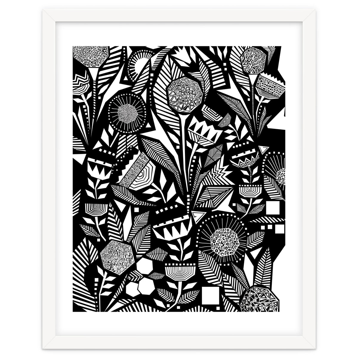 African Tribal, Black & White Abstract Drawing Sketch Line Art, Rustic Botanical Illustration, Bohemian Eclectic Scandinavian Vintage Bold