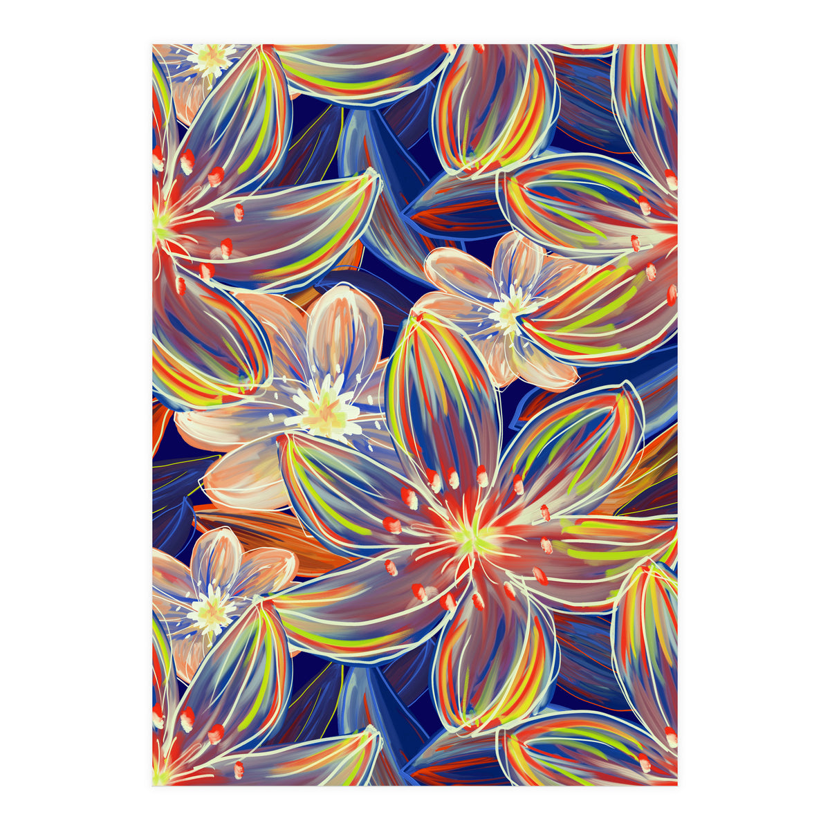 Fluo Bloom Orange & Blue (Print Only)