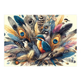 Kingfisher And Songbirds In Peacock Feathers (Print Only) thumbnail