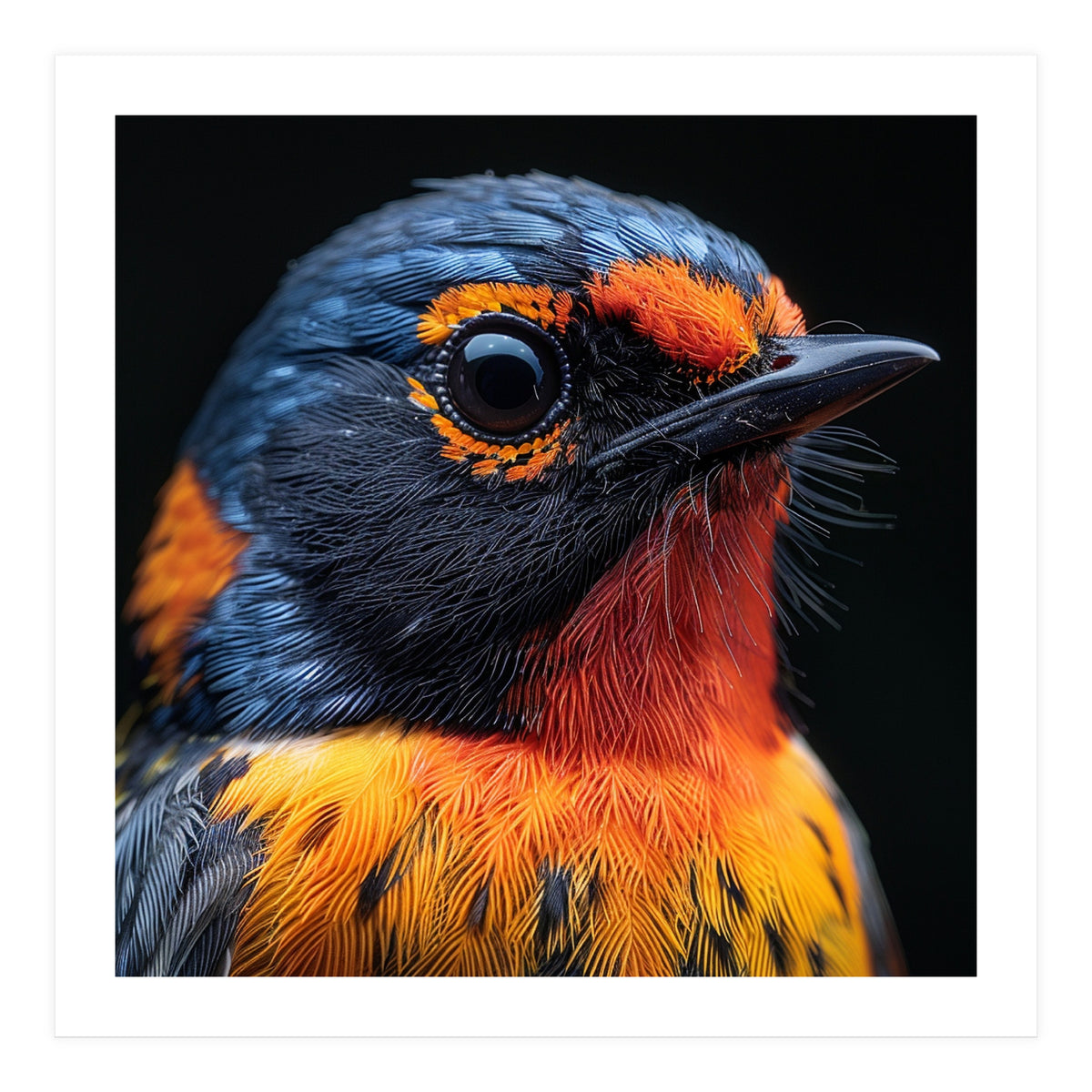 Vibrant Bird With Orange And Blue Plumage (Print Only)
