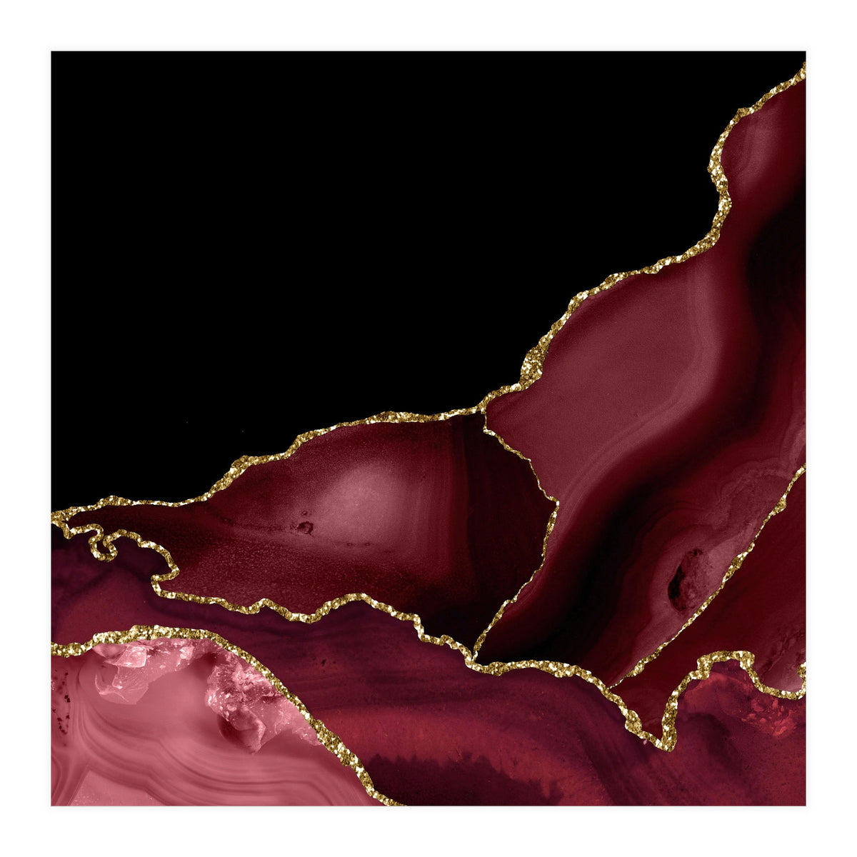 Burgundy & Gold Agate Texture 03 (Print Only)