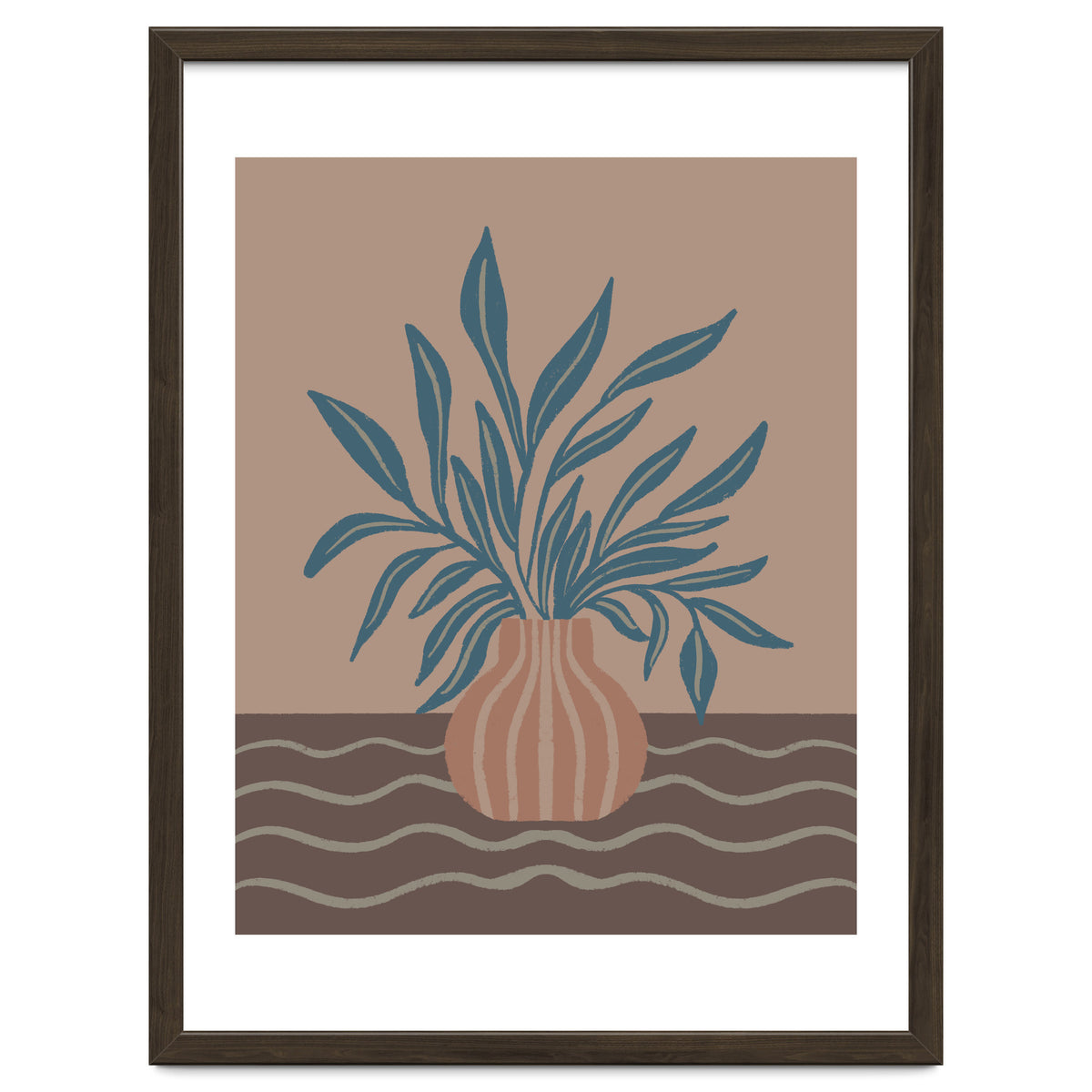 Modern Vase with Tropical Leaves