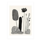 Abstract Black And White Botanical Illustration With Organic Shapes (Print Only) thumbnail