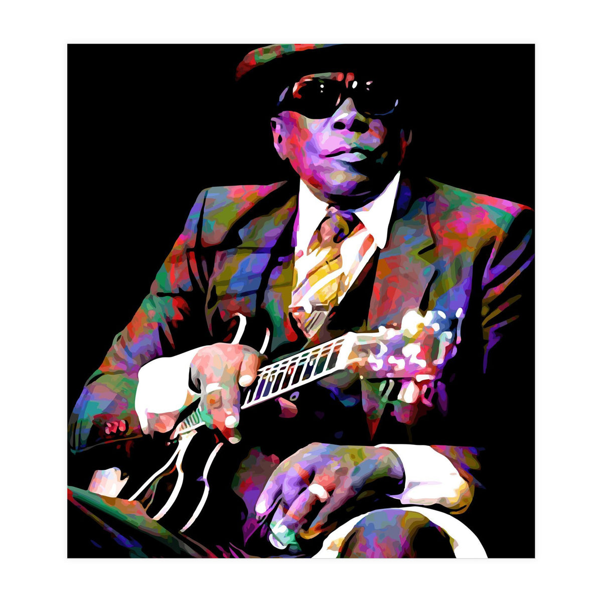 John Lee Hooker American Blues Musician Legend Colorful Art (Print Only)