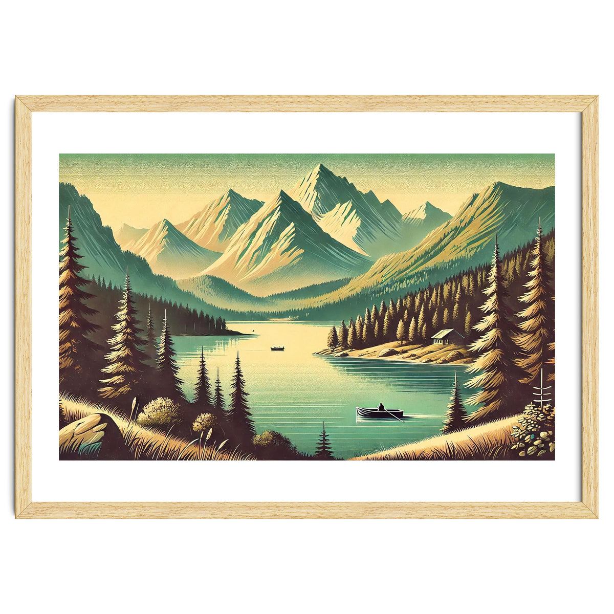 Vintage Alpine Lake Poster