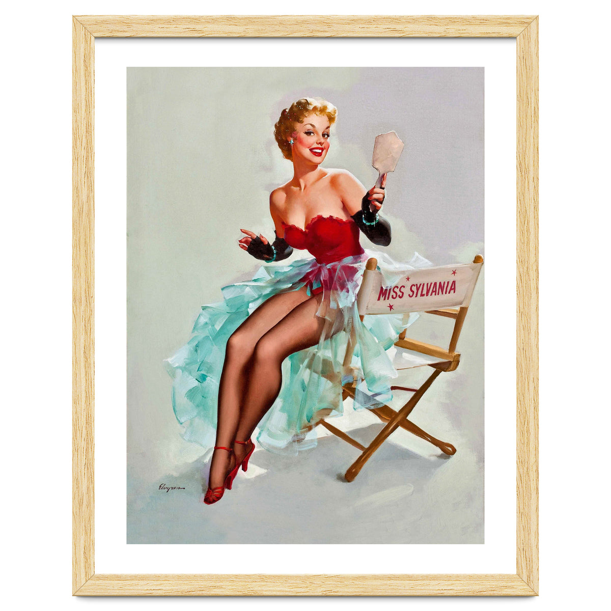 Sexy Pinup Actress Posing With a Mirror