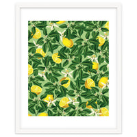 Lemonade Garden, Green Fresh Lemon Botanical Illustration, Vibrant Summer Tropical Fruit Nature