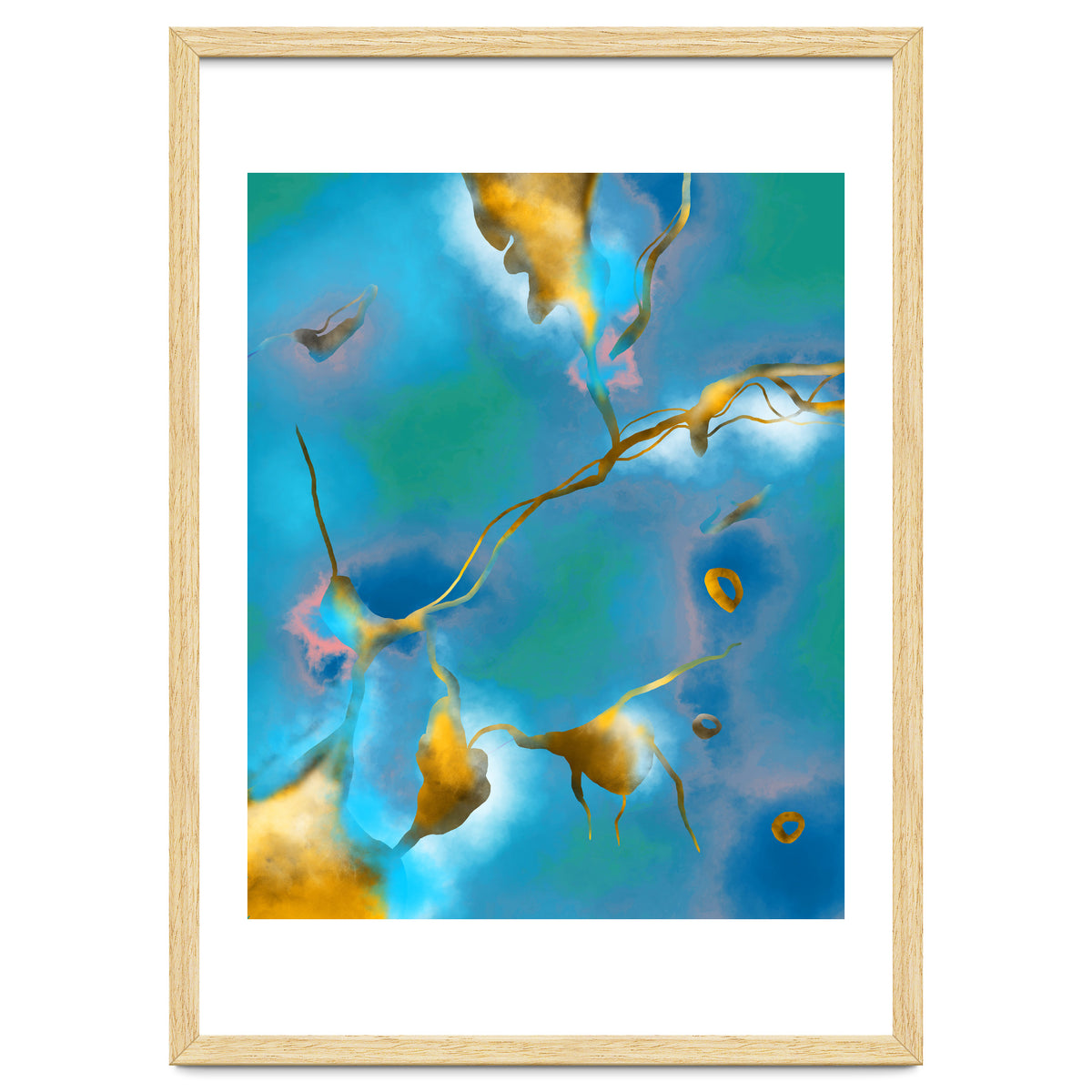 In My Veins, Abstract Marble Gold Texture, Eclectic Painting Resin Bohemian, Contemporary Luxe Chic Luxury