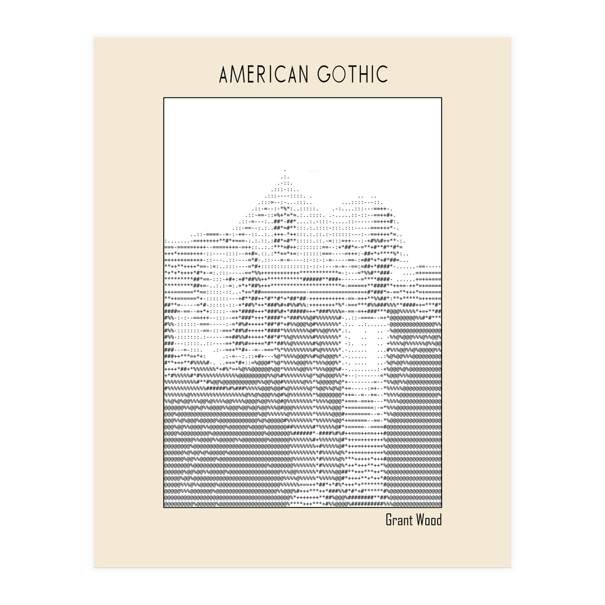 American Gothic – Grant Wood (ascii Art) (Print Only)