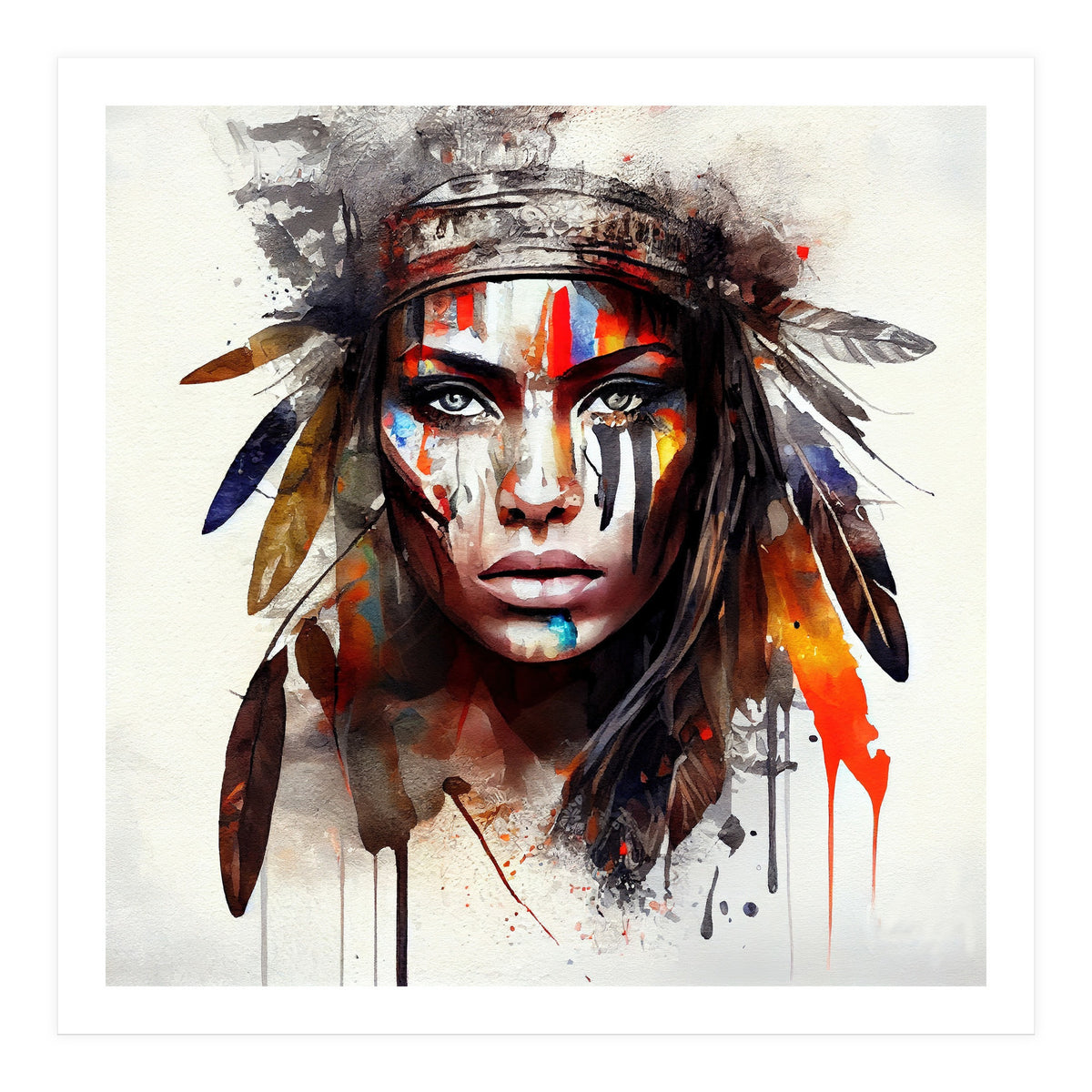 Powerful American Native Woman #7 (Print Only)