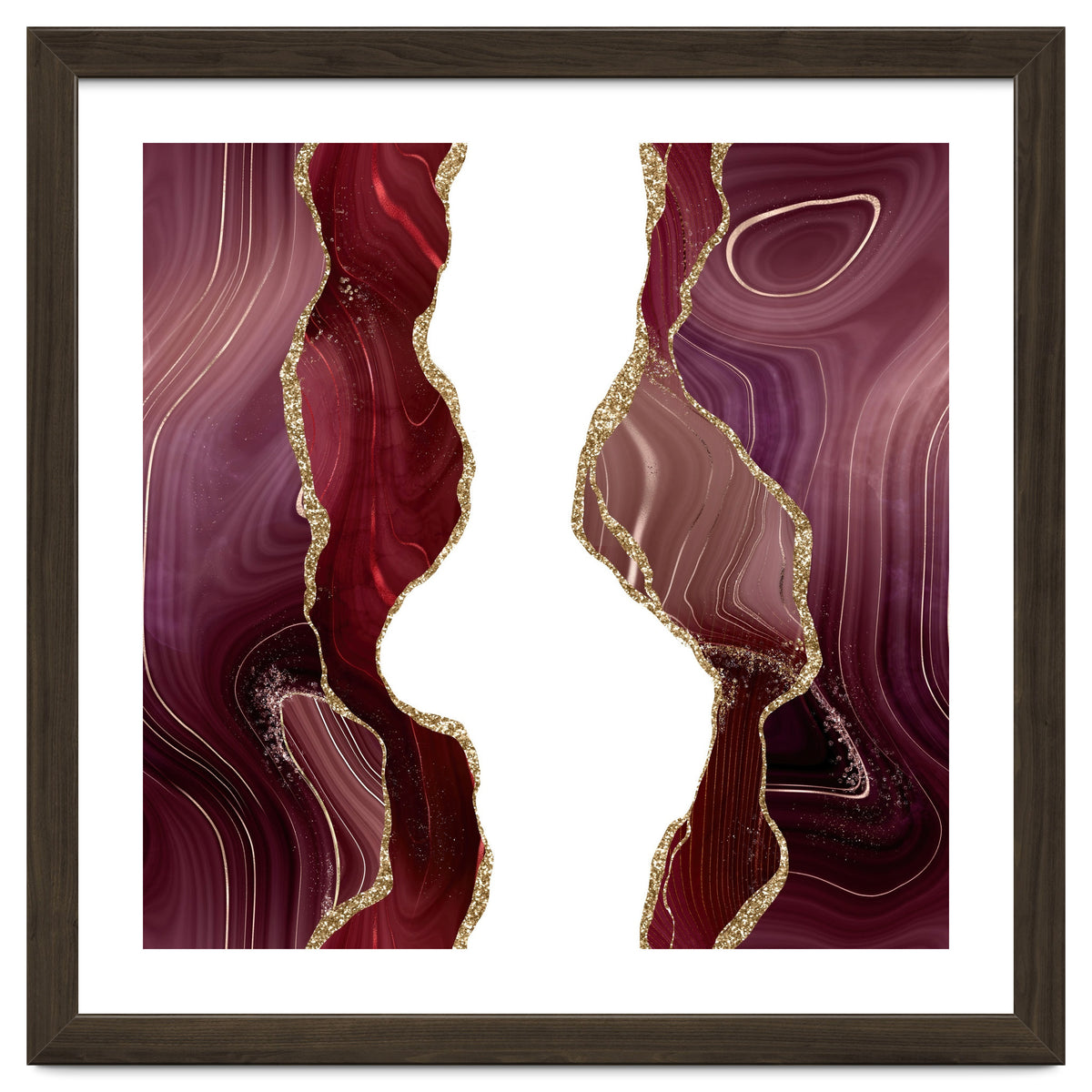 Burgundy & Gold Glitter Agate Texture 06