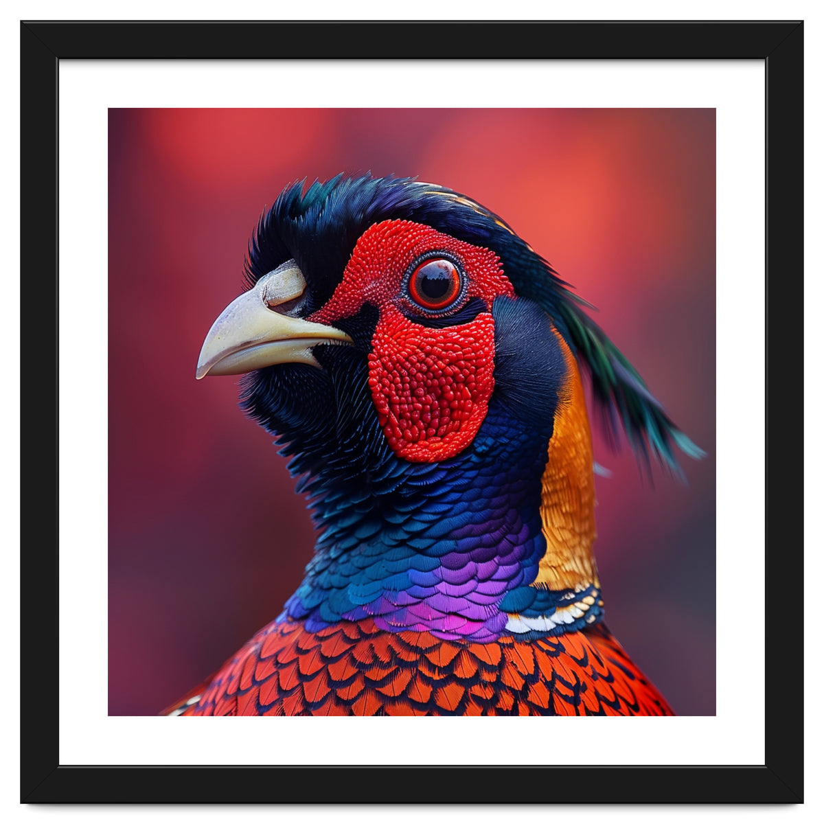Close Up Pheasant Bird Head Detailed Feathers